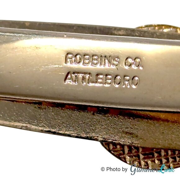 Vintage Robbins Co PA Dutch Hex Compass Rose Cloisonne Gold Tone Tie Bar Clip - Picture 8 of 11